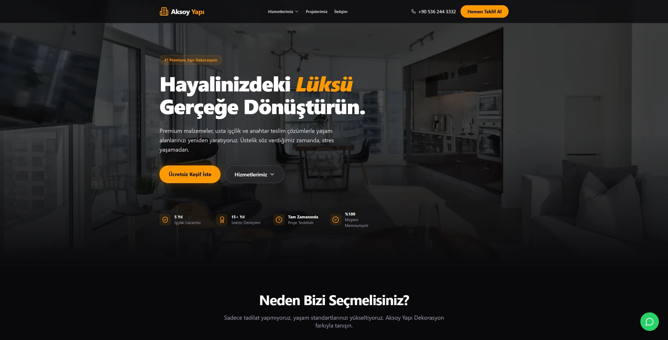 Aksoy Dekorasyon web sitesi ekran görüntüsü
