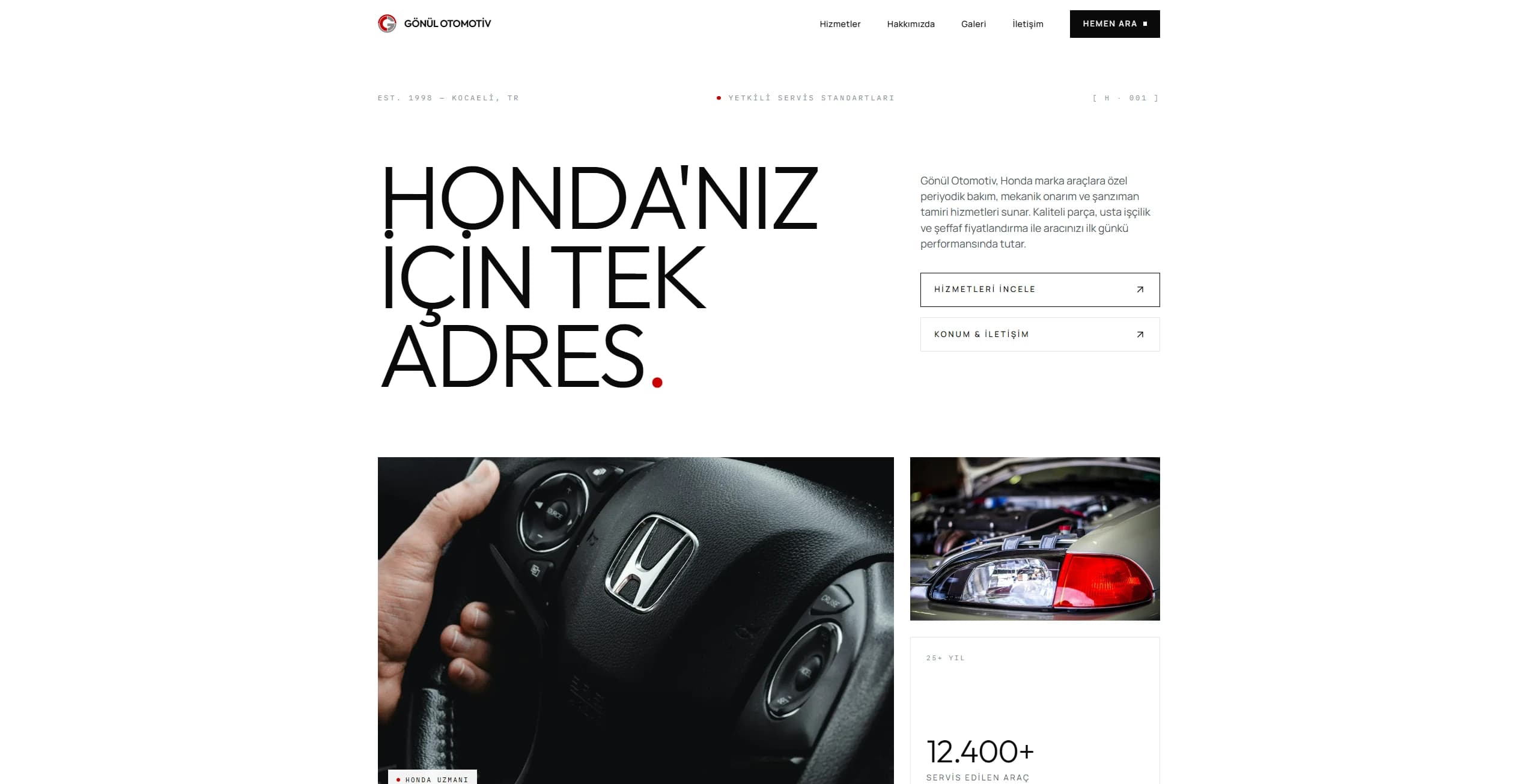 Gönül Oto Honda web sitesi ekran görüntüsü