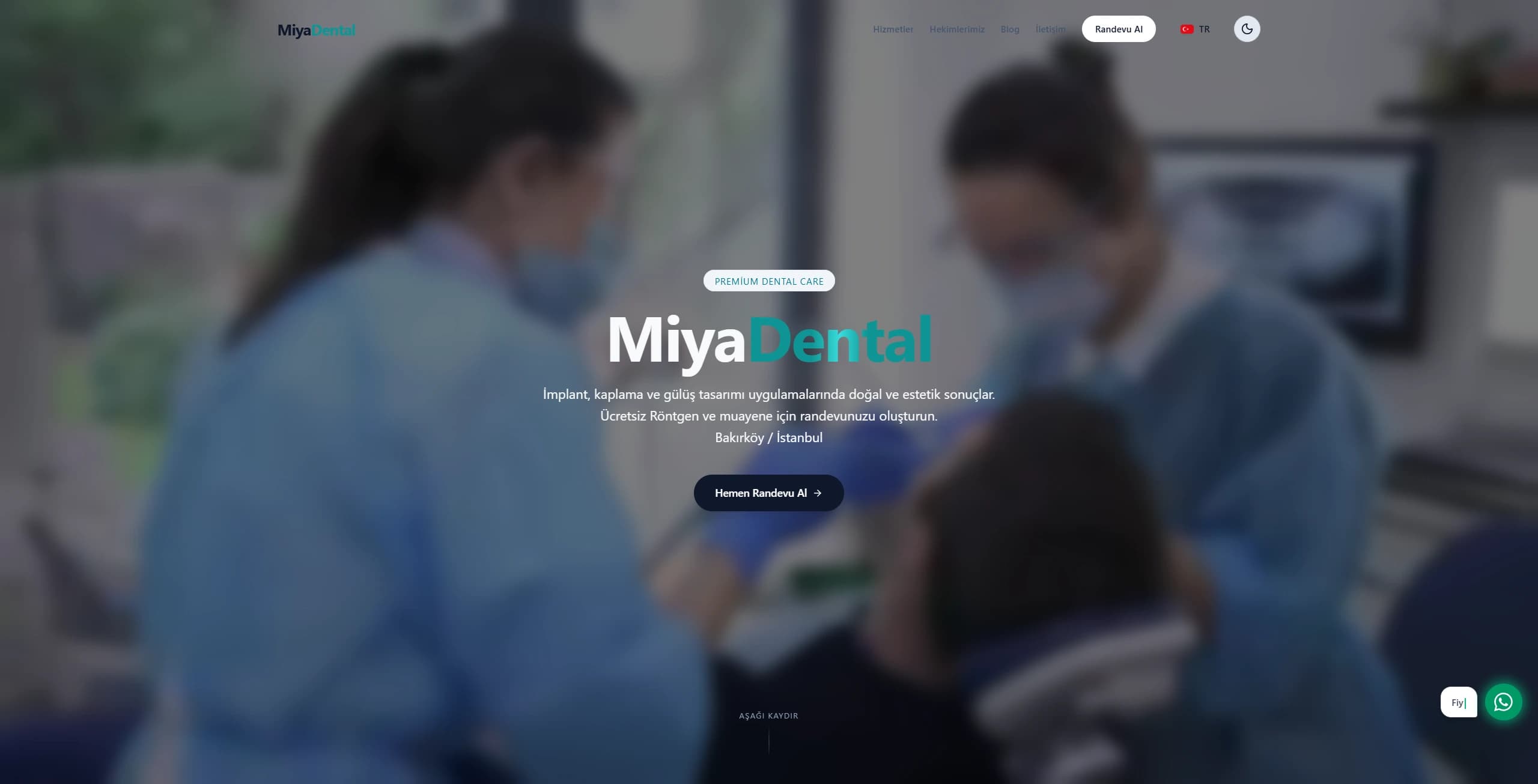 Miya Dental Clinic web sitesi ekran görüntüsü