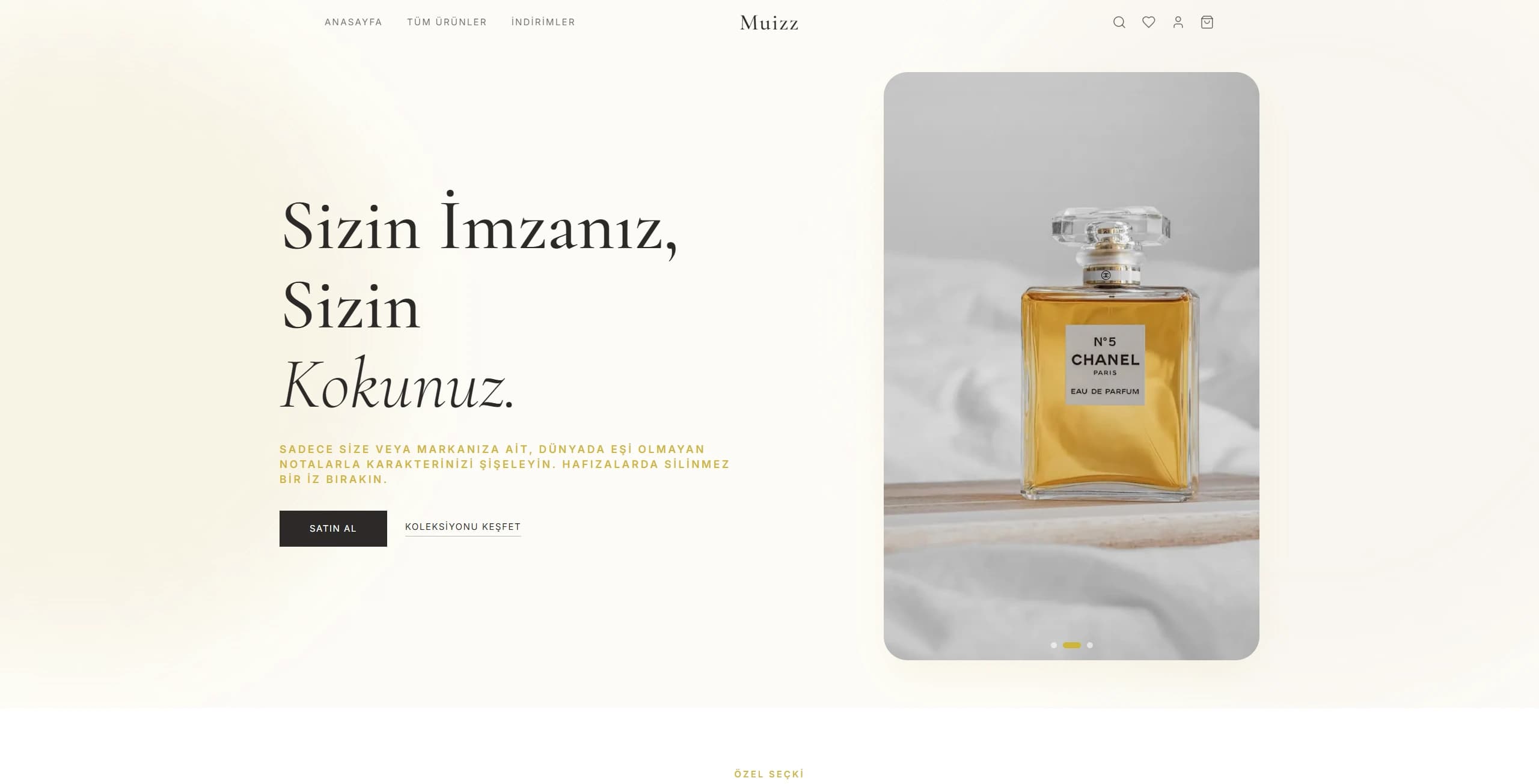 Muizz Parfume web sitesi ekran görüntüsü