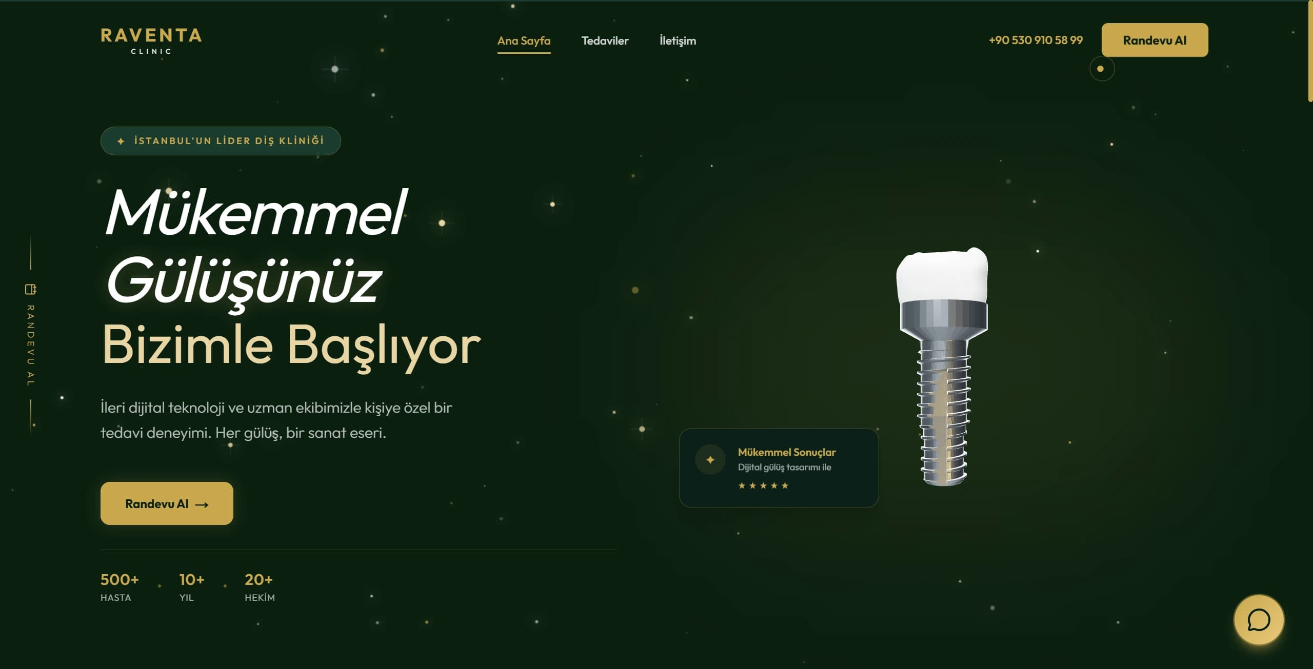 Raventa Clinic web sitesi ekran görüntüsü